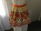 VINTAGE RETRO 60s 70s FINE PLEATED GREENS REDS YELLOWS FLORAL APRON