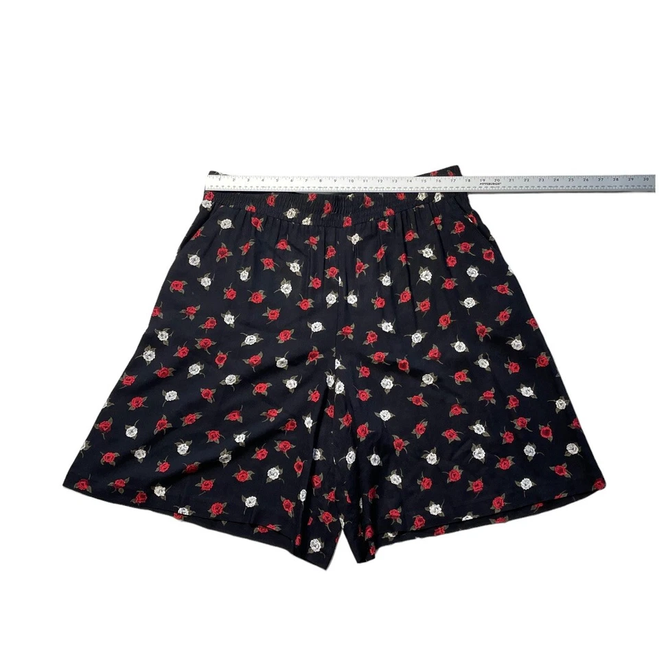 Pantalones cortos florales vintage Norton McNaughton para mujer talla 14 rojo negro tiro alto Foto 4 de 4