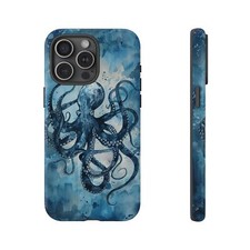 For iPhone / Galaxy / Pixel Azure Blue Octopus Phone Case