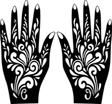 Hand Template Temporary Tattoo Henna Stencil Sticker Body Art Vinyl