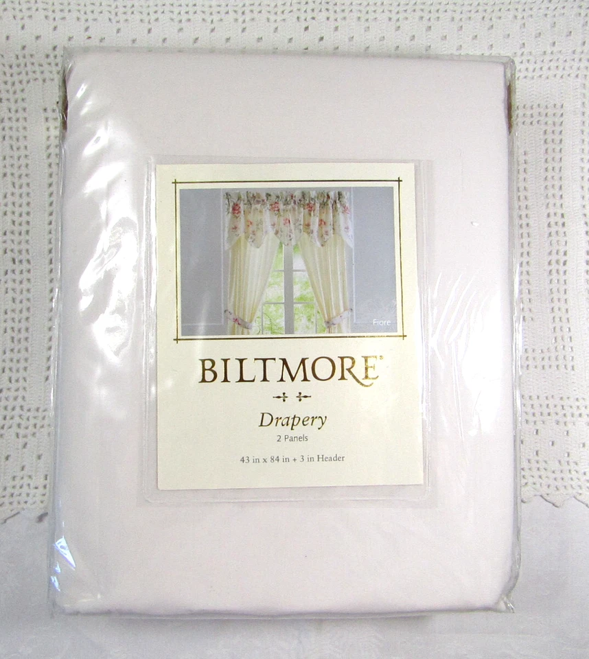 Biltmore IVORY 2-Drapery Panels 43" X 84" + 3"Header w/ Rod Pocket & Tie Backs - Image 2 of 4