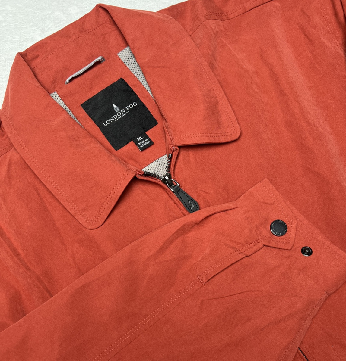 London Fog Jacket Mens XL Microfiber Rust Zip Front Elastic Waist Pockets  Golf - Main Image