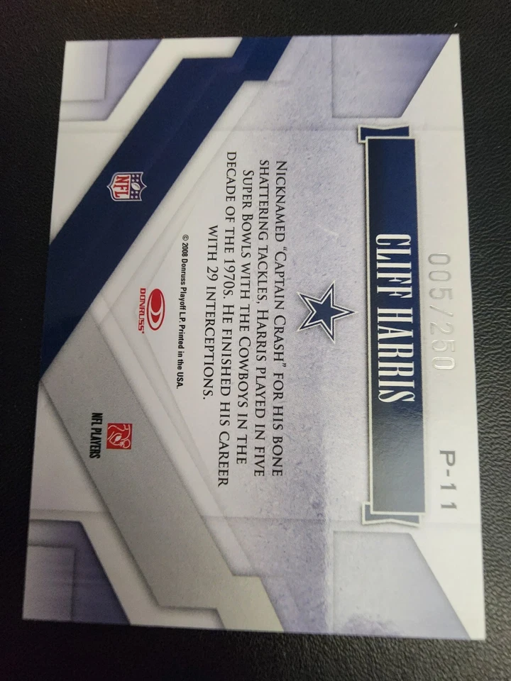 CLIFF HARRIS 2008 DONRUSS PLAYOFF PERFORMERS #P-11 DALLAS COWBOYS #250 FOOTBALL - Image 2 of 2