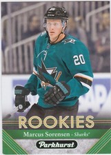 17/18 PARKHURST...MARCUS SORENSEN...ROOKIES...CARD # 278...SHARKS