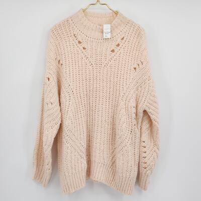 LOFT Pointelle Mock Neck Sweater Light Pink Size XL NWT