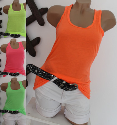 Damen Tank Top Shirt in NEON Farbe Shirt Top 34-36-38-40