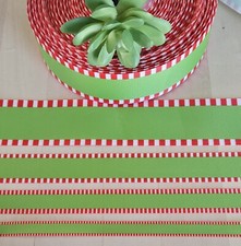 3/8, 5/8, 7/8  1.5" 1 YD Green Grosgrain Ribbon Grinch Christmas Hair Bow