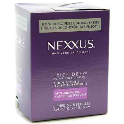 NEXXUS Frizz Defy Anti-Frizz Sheets W/ Argan Oil Display Box With 10 Packs Of 8