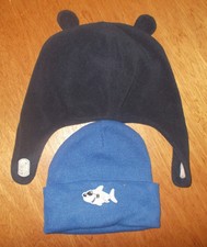 Kids 2 Beanie Hats Toboggans blue shark snap ...