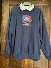 Vintage Gopher Sport Navy Blue Sweatshirt Pullover Grandma Sweater Heart Collar