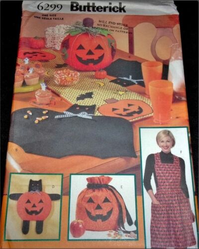 Butterick Pattern 6299 Halloween Decor & Table Settings Treat Bag Apron Uncut