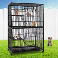 4 Level Rabbit Cage Bird Ferret Parrot Aviary Cat Hamster Castor 142cm Metal New