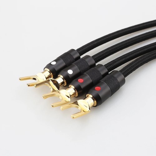 OFC Silver Plated Jumper Cord Banana Spade Plug HiFi Audio Speaker Bridge Cable - Picture 3 of 17