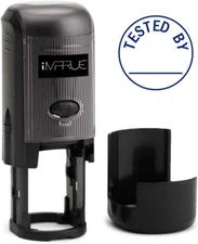 Tested by Round Self-Inking Stock Rubber Stamp (3/4" Diameter) - Blue Ink