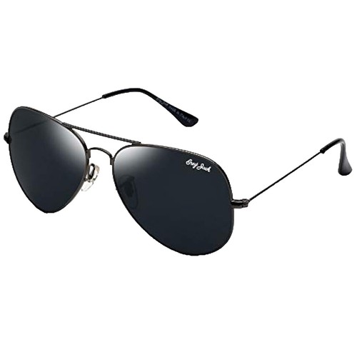 Vehla River VS414 Gloss Black Frame Khaki Lens Aviator Sunglasses 53-17-140 Finn Black / Khaki Sunglasses | VEHLA main image 4