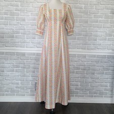 Vintage 70s Handmade Maxi Dress Floral Prairie Cottage Core see measurements