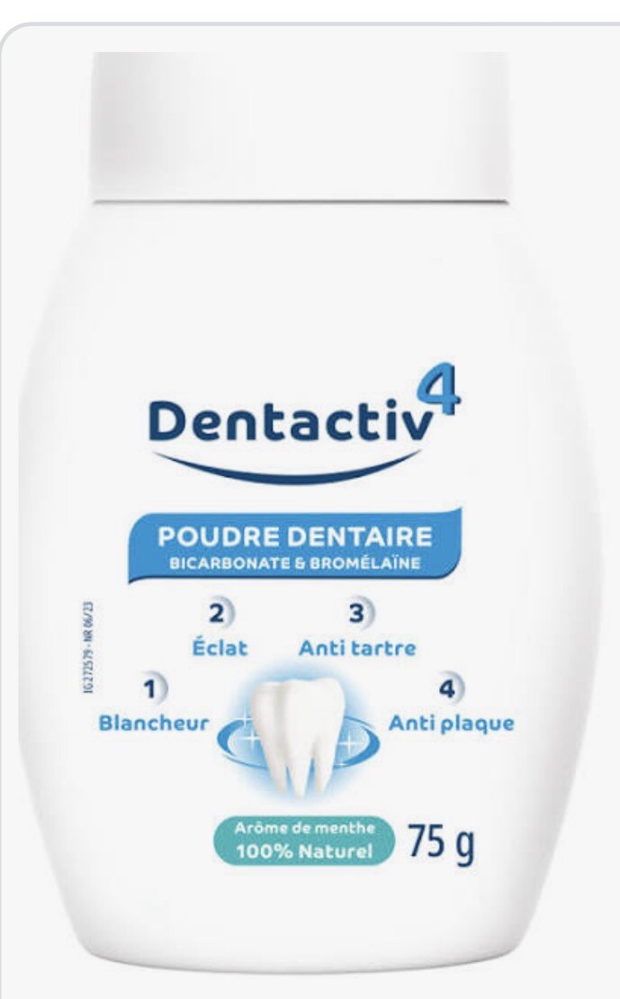 Dentifrice menthe en poudre contre les taches au bicarbonate Dentactiv + tripack