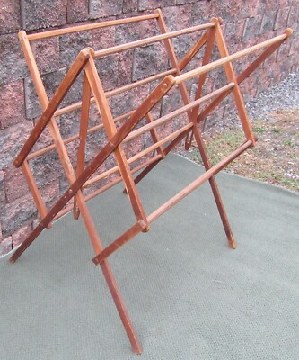 Antique Vintage LARGE Folding Accordion Wood Clothes Drying Quilt