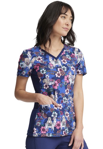 Happy Pals Cherokee Scrubs iFlex V-Ausschnitt Strickeinsatz Oberteil CK636 HYPL - Bild 4 von 6