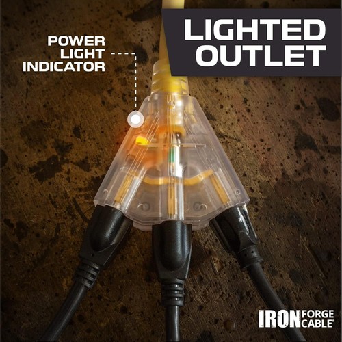 25 Foot Lighted Outdoor Extension Cord with 3 Prong Grounded Plug for Safety New - Picture 3 of 7