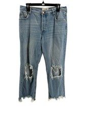 We The Free Free People Maggie Mid Rise Straight Leg Distressed Jeans Size 28