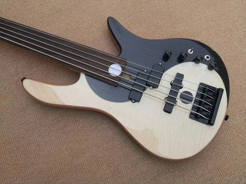 Hot Sale 5 Strings Body Electric Bass Guitar with Fretless Black Hardware New
