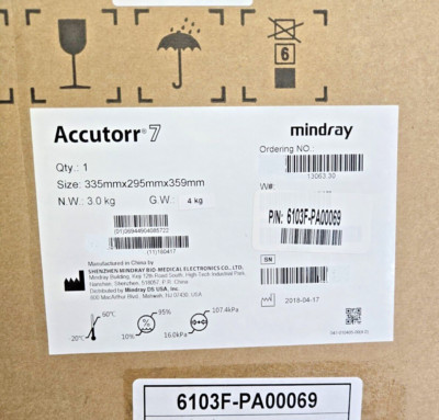 NEW Mindray Accutorr 7 monitor 6103F-PA00069, NIBP, Masimo SpO2, SmarTemp