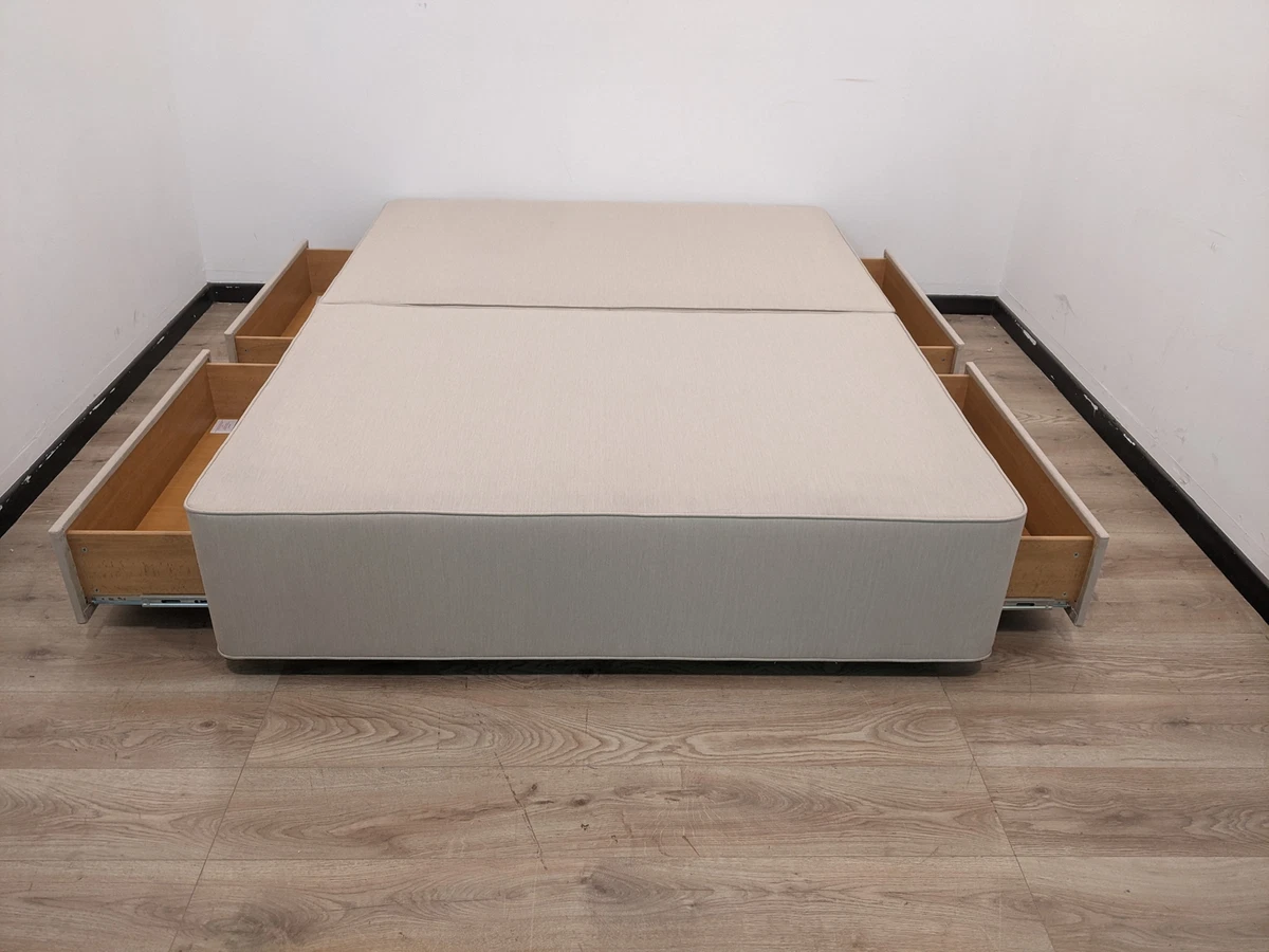 Hypnos Herringbone Fawn Firm Edge 4 Drawer King Size Divan Storage Bed RRP 1199