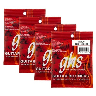GHS Strings, GBH Boomers, Nickel Plated Steel Electric Pack of 4, Black 