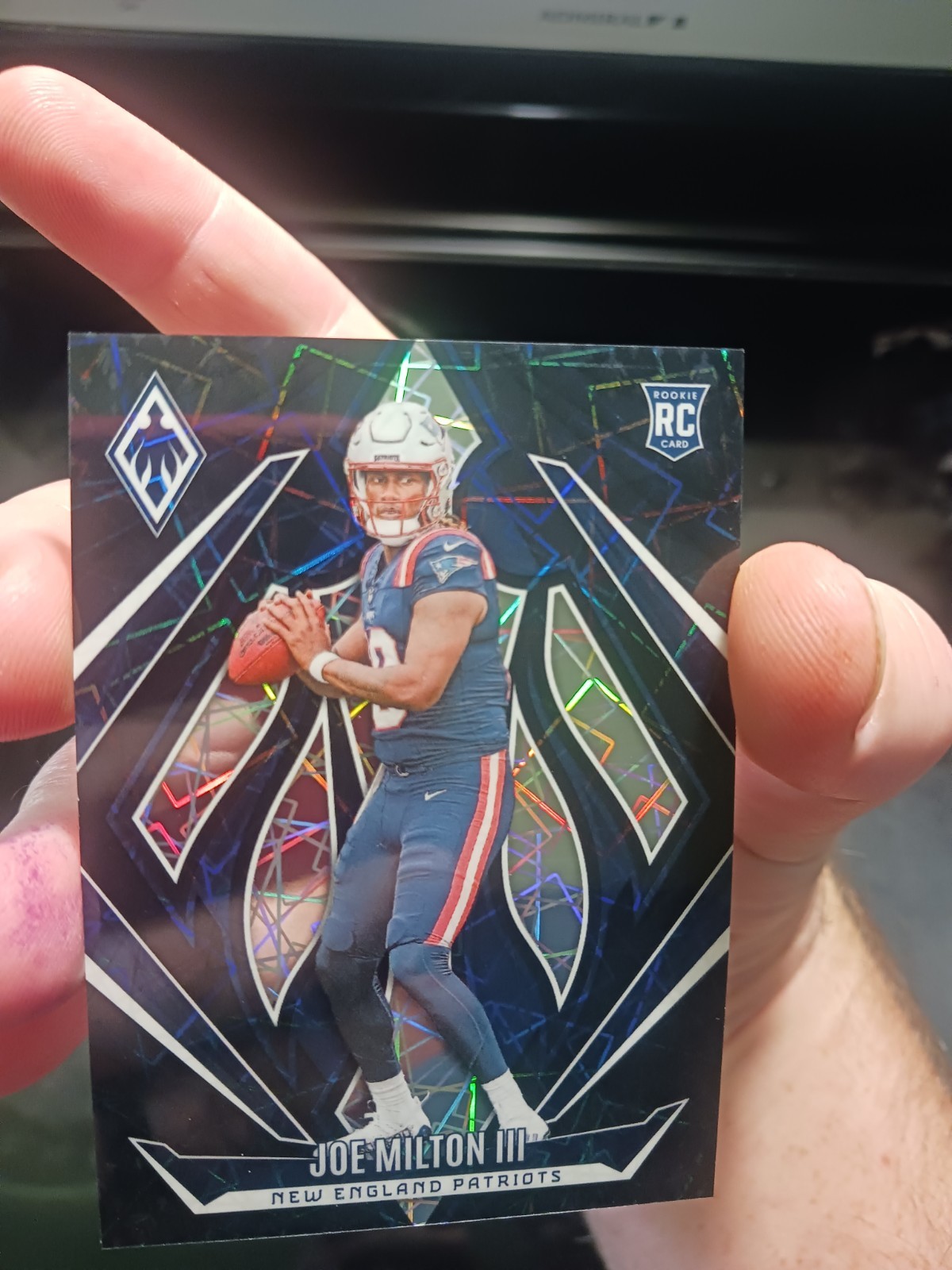 2024 Panini Phoenix Joe Milton no. 205 black lazer 1/1 Patriots, Cowboys