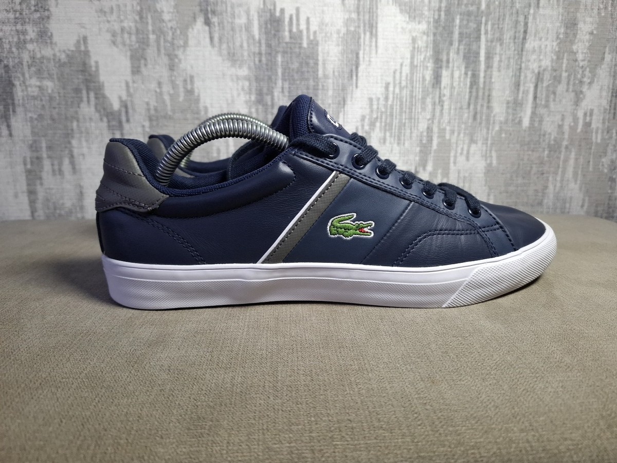 Mens Lacoste Fairlead CRT Leather Trainers Size UK Navy UK