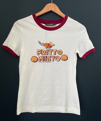 NWT Dolce and Gabbana Fritto Misto ringer T shirt, summer graphic tee, Size 38