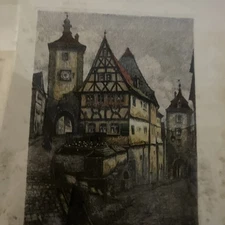 Etching Titled “Plonlein, Rothenburg” By The Artist Reiner Kramer
