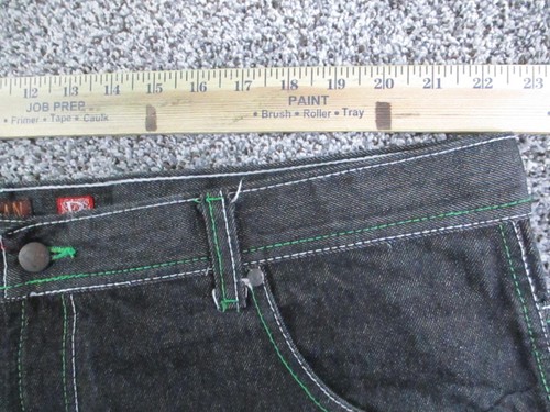 Risk Jeans Co Jeans Mens 44x32 Black Denim Straight Leg Contrast Stitch 2000s - Foto 7 di 10