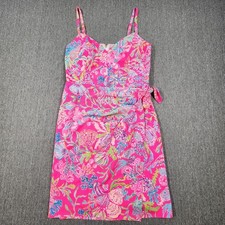 Lilly Pulitzer Womans 8 Scarlet Dress Wrap Around Fuschia Pink Floral