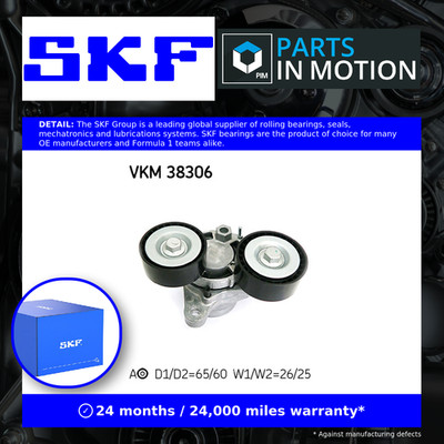 Aux Belt Tensioner fits BMW X1 E84 2.0D 09 to 15 N47N Drive V-Ribbed SKF Quality