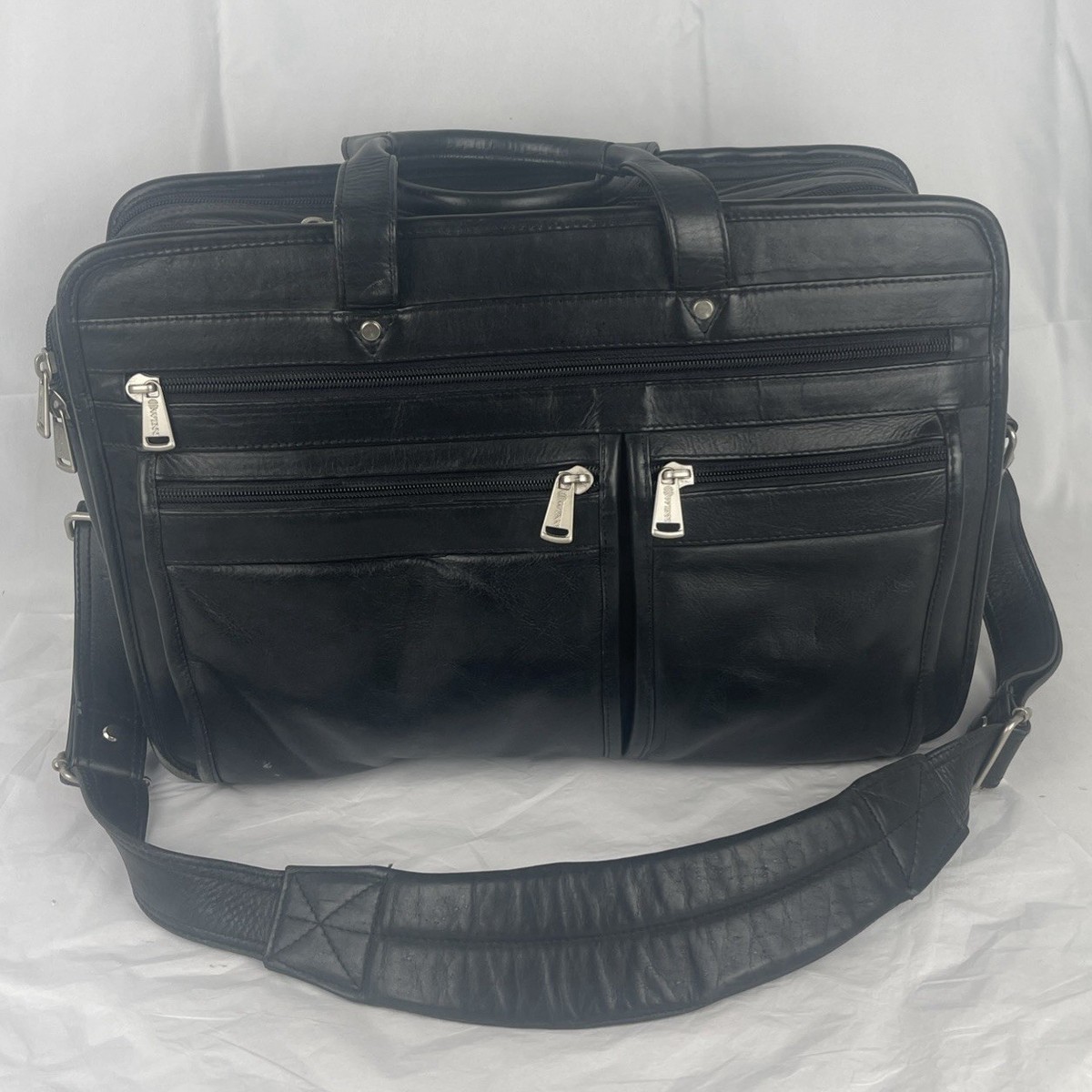 Winn 16" Leather Expandable Laptop Briefcase Sturdy