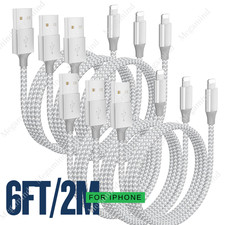 3/6Pack Fast Charger Cable Heavy Duty For iPhone 8 7 X XR 11 12 13 Charging Cord
