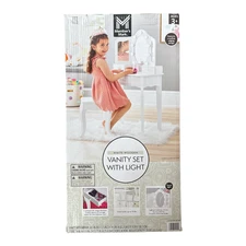 Member's Mark Kid's Wooden Vanity Set with 9 Warm White LED Lights & 3 Drawers