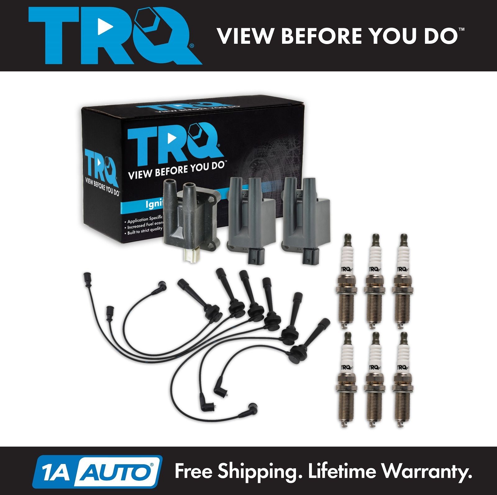 TRQ Ignition Coils Wires Spark Plugs Kit Fits 1997-1998 Mitsubishi Montero Sport
