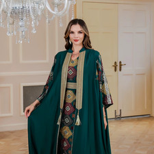 Luxury Embroidered Abaya 2-Teiler Damen – Dubai Kaftan Abendkleid für Hochzeit &