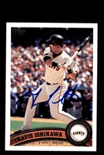 Signed Baseball Card Auto Travis Ishikawa 2011 Topps #599 San Francisco Giants