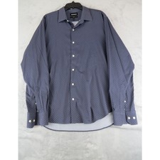 Bonobos Slim Fit Dress Shirt Blue Micro Dot Pattern Long Sleeve Men's Large