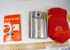 Vintage Aladdin Jon-E GI Giant Size Stainless steel Hand Warmer w/ Bag