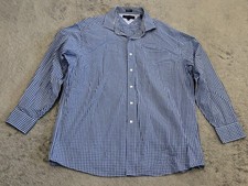 Tommy Hilfiger Shirt Mens 17 34-35 Regular Fit Blue Gingham Plaid Button Down