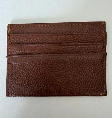 Porte-cartes vintage cuir de vachette marron grainé - Photo 1/3