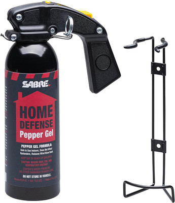 Red Home Defense Pepper Gel with Wall Mount for Easy Access, Max Strength OC Spr