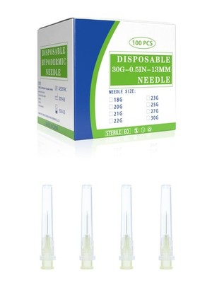 100Pack 30 Gauge 0.5 Inch Disposable Luer Lock Accessories, 30 G-0.5 -13mm 