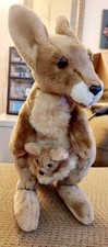 Vintage 17" Tall Plush Kangaroo w/Joey Sydney Australia CA Toys Realistic Cute