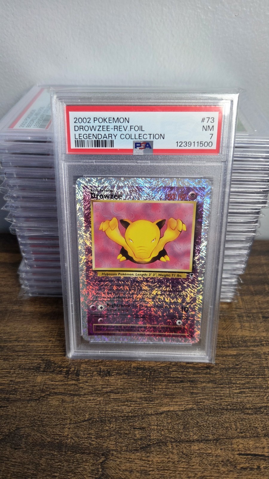 2002 POKEMON LEGENDARY COLLECTION #73 DROWZEE-REVERSE FOIL PSA 7